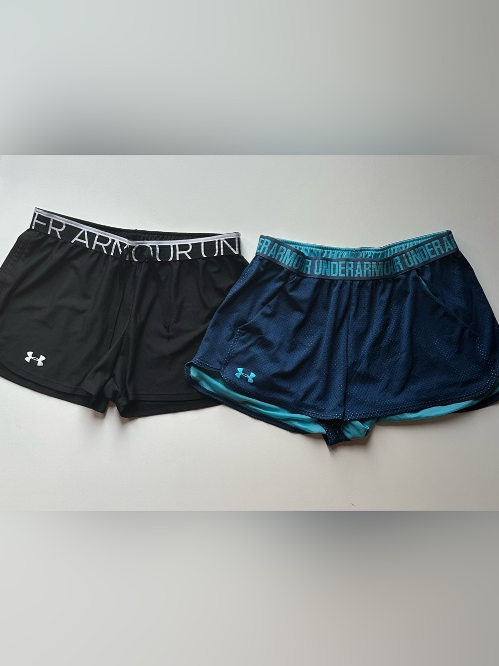 Under Armour Women’s Black & Navy/Teal Performance Shorts - 2-Pack